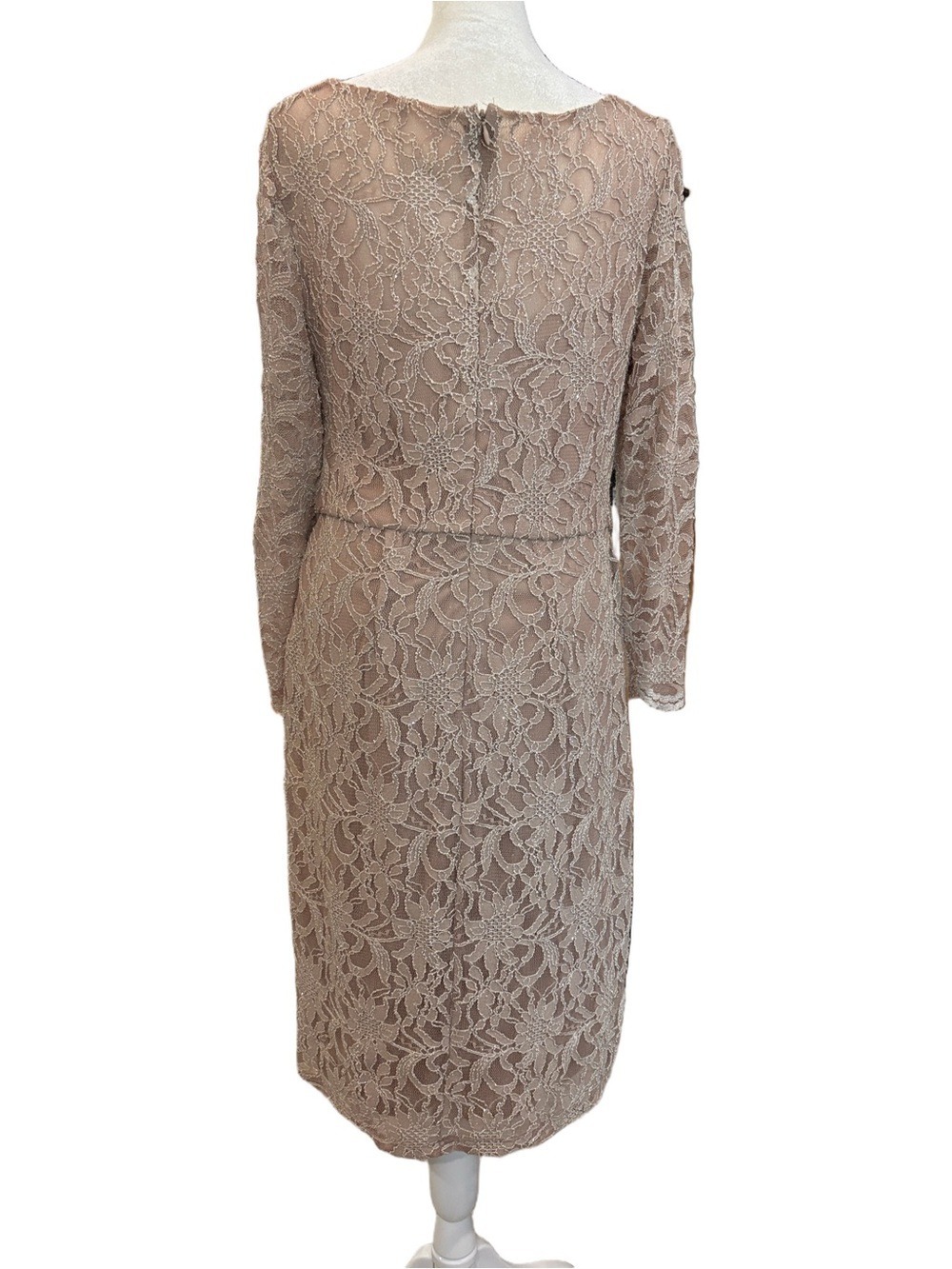 Jackie Jon Sz 8 lace and beaded long sleeve cocktail dress. Blush formal party - Picture 3 of 10